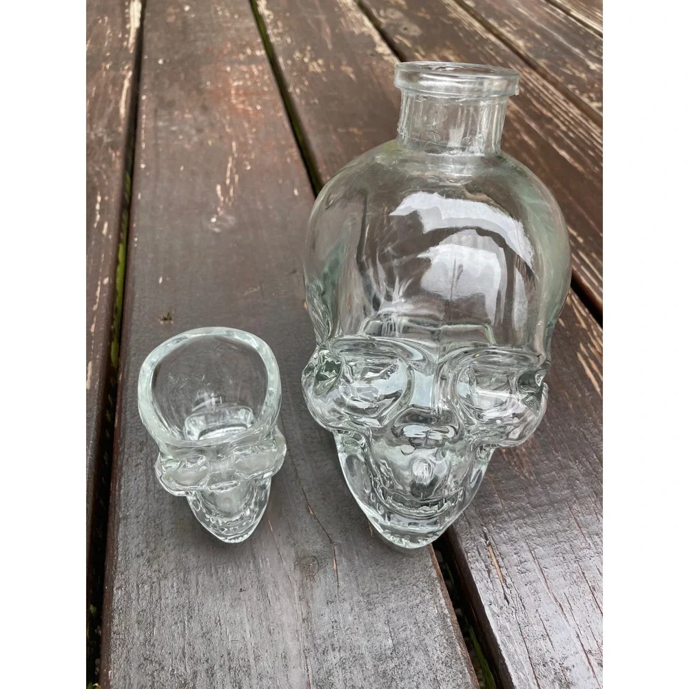 Crystal Head Vodka Skull Glass Decanter 750ml and Skull Shot Glass Set Clear